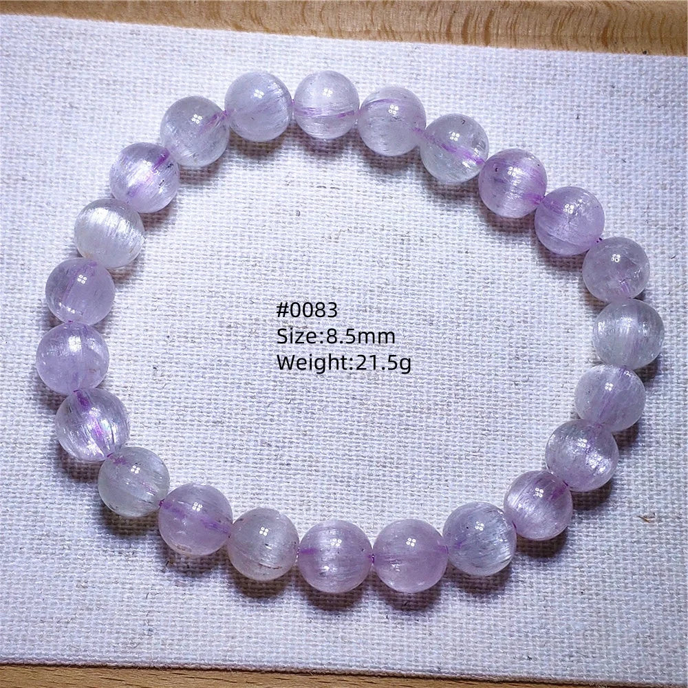 Natural Purple Kunzite Clear Round Beads Bracelet Jewelry Women Men Colorful Kunzite Bracelet Cat Eye Women Men AAAAAA