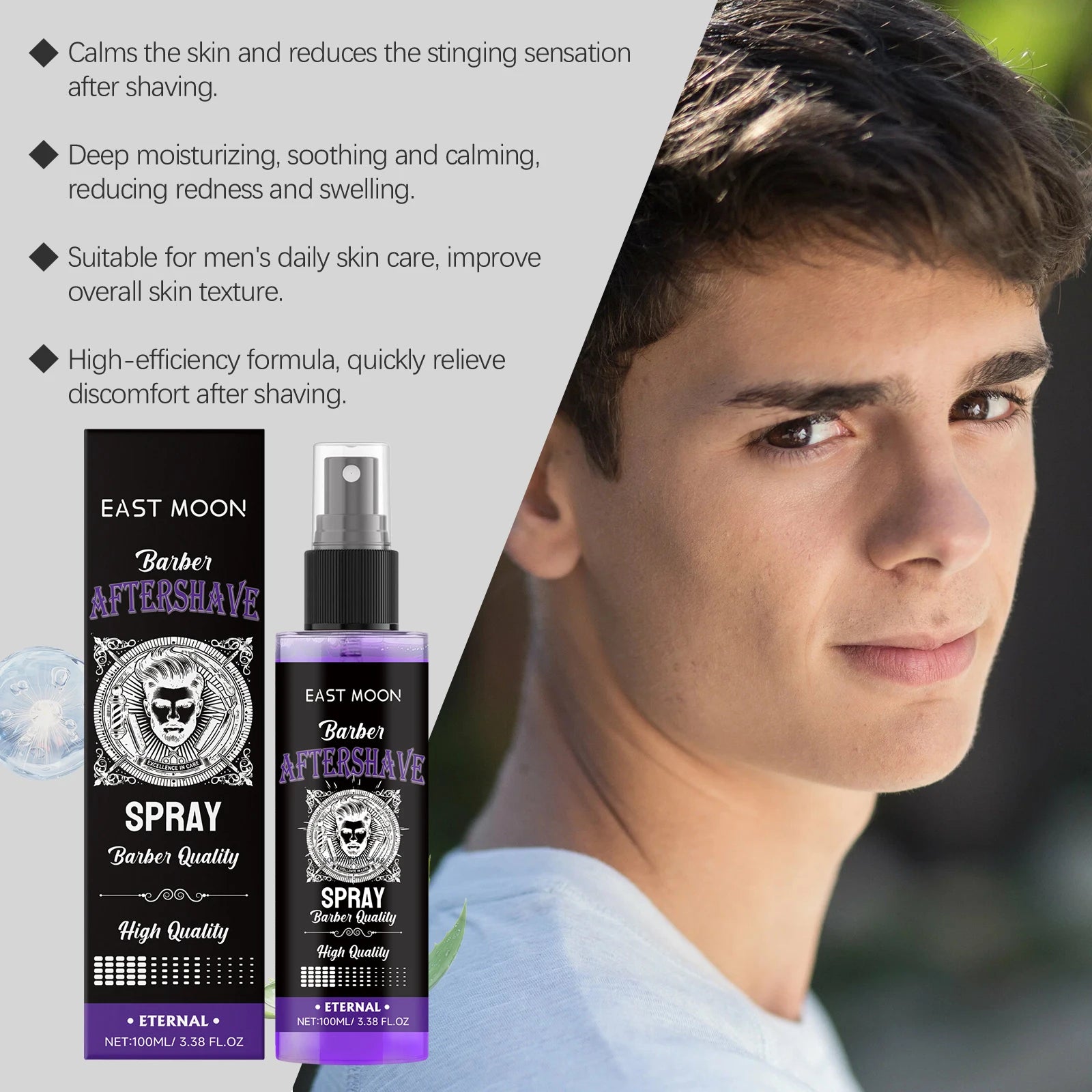East Moon Sandalwood Aftershave Nourish Oil Spray Deep Moisturizing Hydrate Groomed Repair Dry Soothing Damaged Beard Care Serum