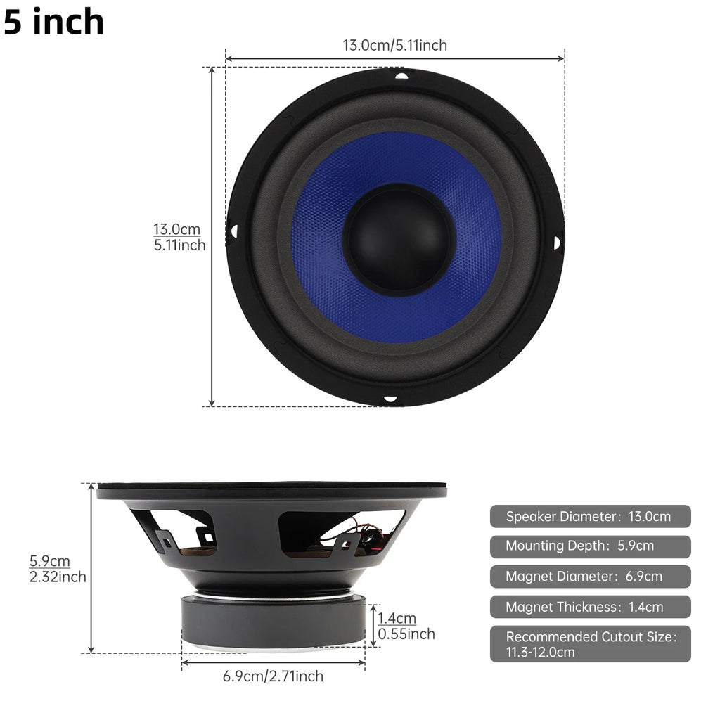 1pc 5/6.5/8/10 Inch Bass Loudspeaker Woofer Speaker for Car Audio/Home Theaters,Wide Frequency Response Car Audio Stereo Speaker