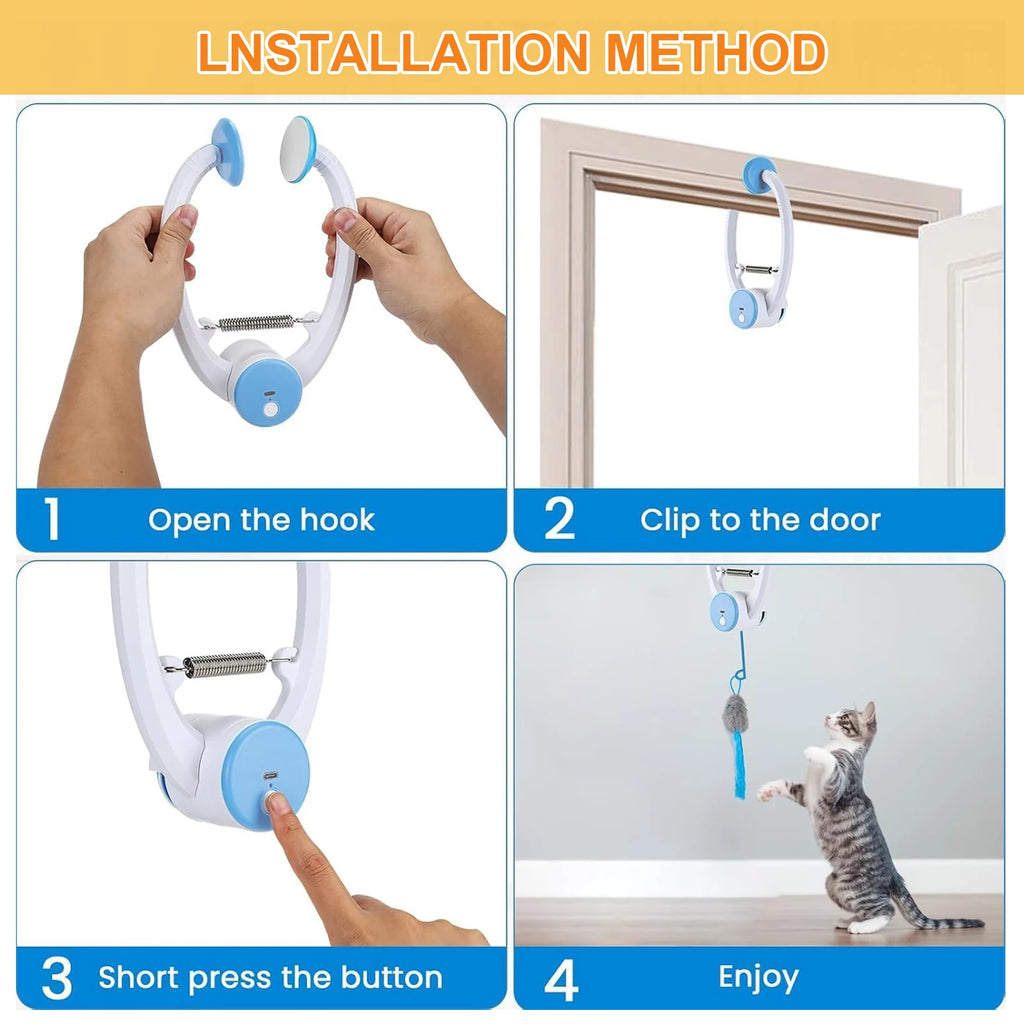 Retractable Door Hanging Automatic Retractable Kitten Toys Independent Play Hanging Door Cat Toys for Cat Kitten Playing Exercis