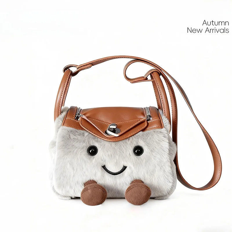 Cute Plush Pillow Crossbody Bag Women's Fashionable Versatile Doll Design Autumn Winter New Style Handbag Youthful Lock Buckle