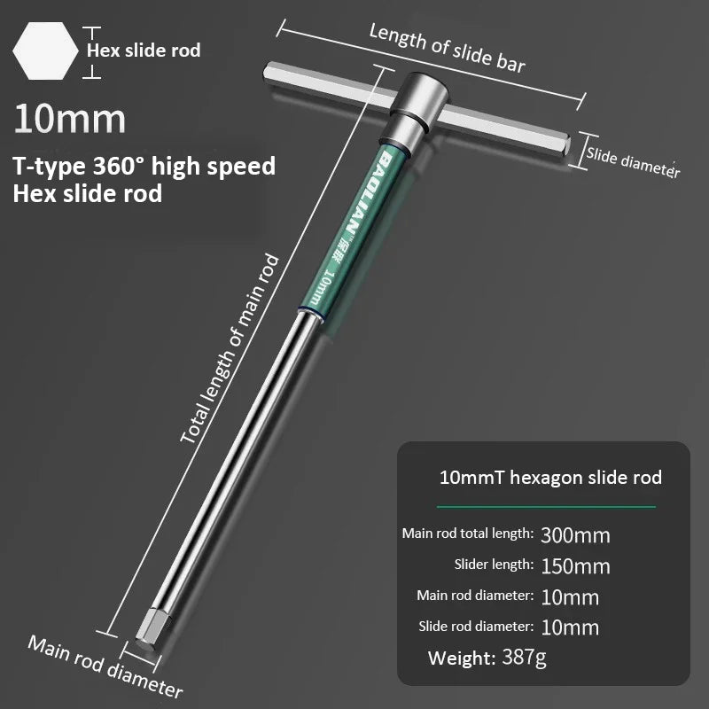 T/L Torx Screwdriver T-Type Allen Hex Wrench 2/2.5/3/3.5/4/4.5/5/6/8/10MM Extended T-Type Chrome Spanner Socket Wrench Hand Tool