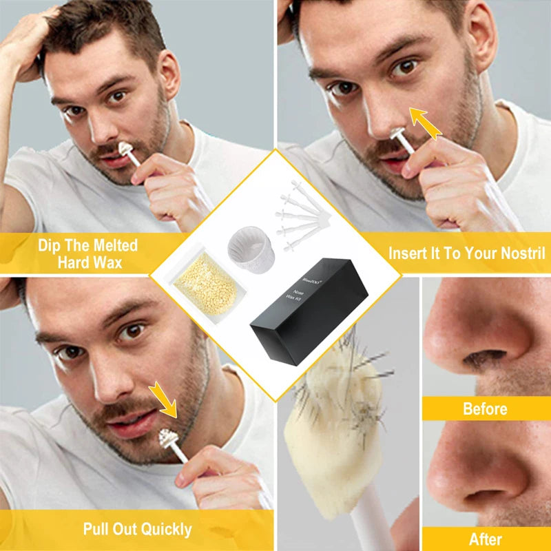 Wax beanPortable Painless Nose Wax Kit For Men & Women Nose Hair Removal Wax Set Paper-Free Nose and Ear Hair Removal Kit