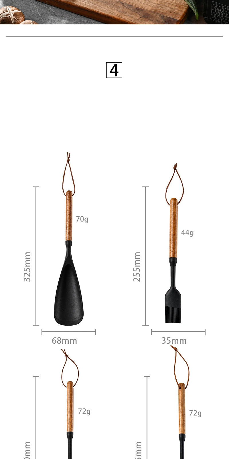 1/7Pcs Black Food Grade Silicone Kitchen Cookware Utensils Spatula Spoon Oil Brush Practical Cooking Tool Kitchenware Set
