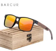 BARCUR Men's Sunglasses for Men Brand Designer Natural Walnut Wood Sun Glasses Women Polarized Eyewear UV400 Eyewear Oculos
