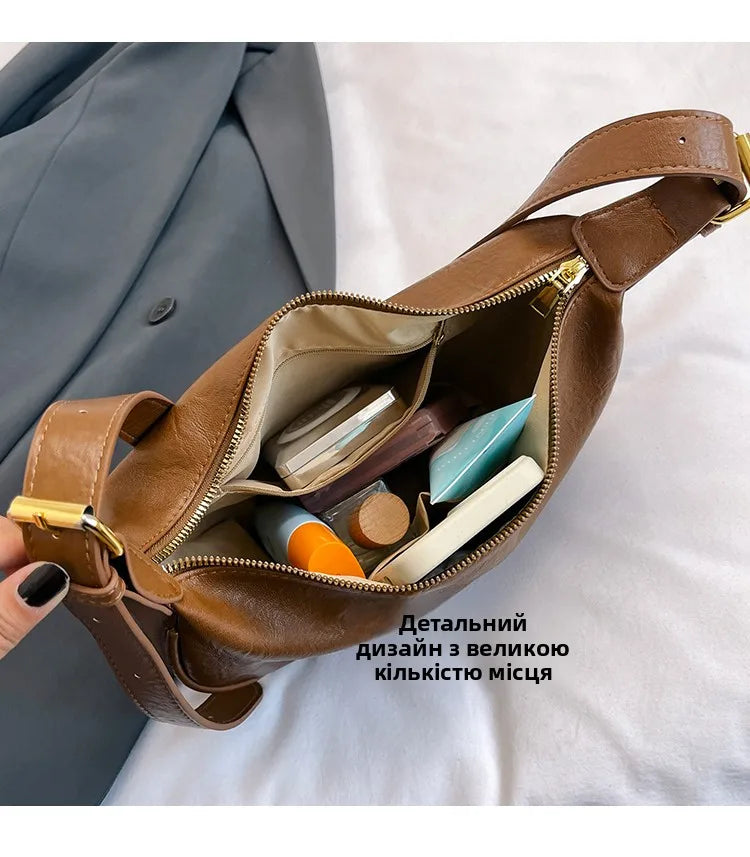 Retro Versatile Women's Shoulder Bag Simple Fashionable New Style Matching Dumpling Shape Crossbody Bag Trendy High-End Feeling