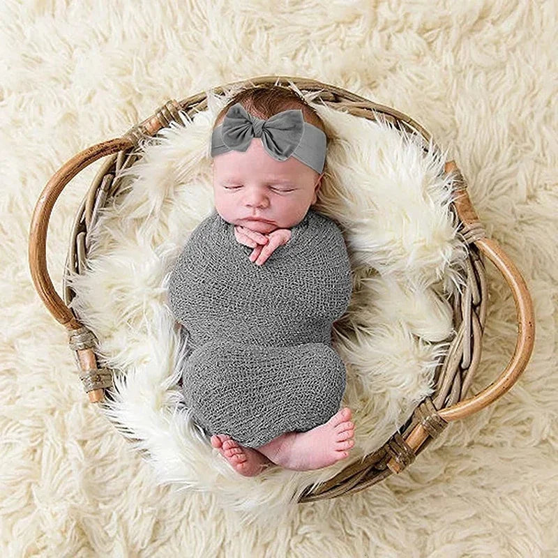 3PCS Newborn Baby Photography Props Blanket Wraps Set Photo Mat Blanket for Baby Boys and Girls Long Ripple Wrap  Fotografia