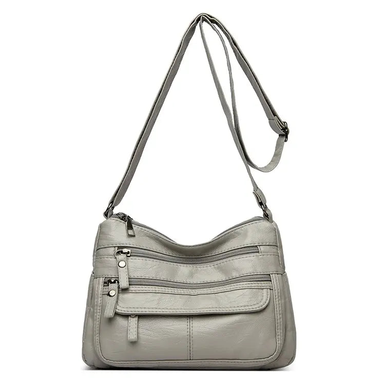 Large Capacity Soft Leather Shoulder Bag Casual Crossbody Bag for Middle-Aged Women 2025 New Style Versatile Mom Bag