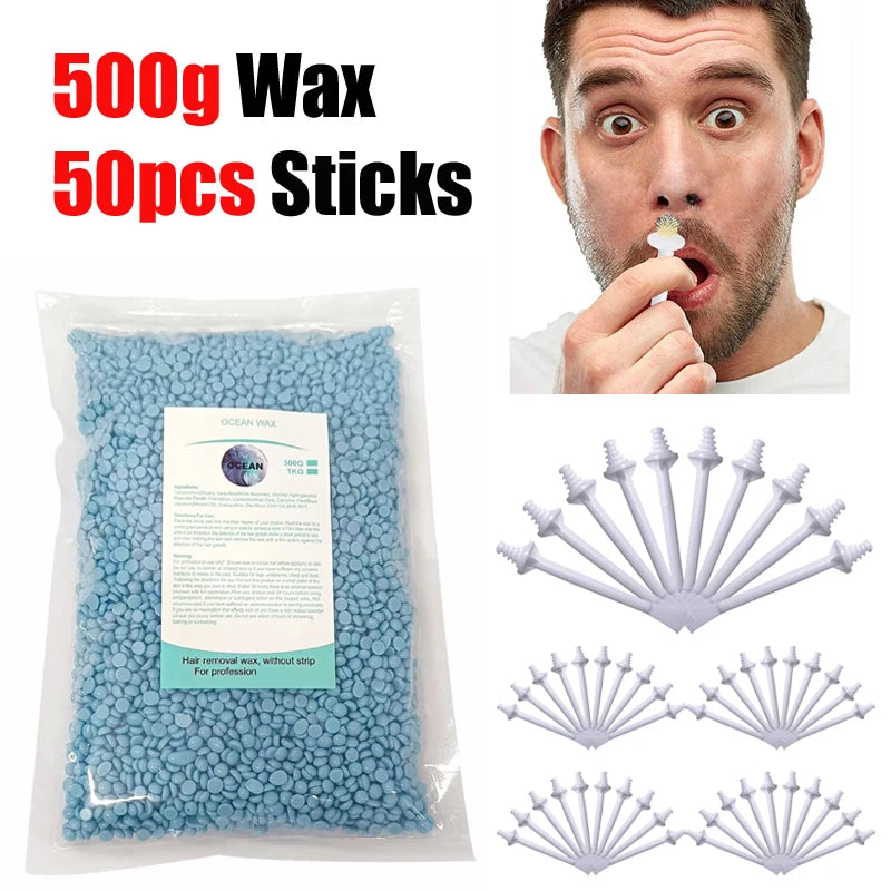 1/3Set 50g Nose Ear Hair Removal Wax Kit Painless & Easy Mens and Women Nasal Waxing Lightweight Portable Hair Removel Tools