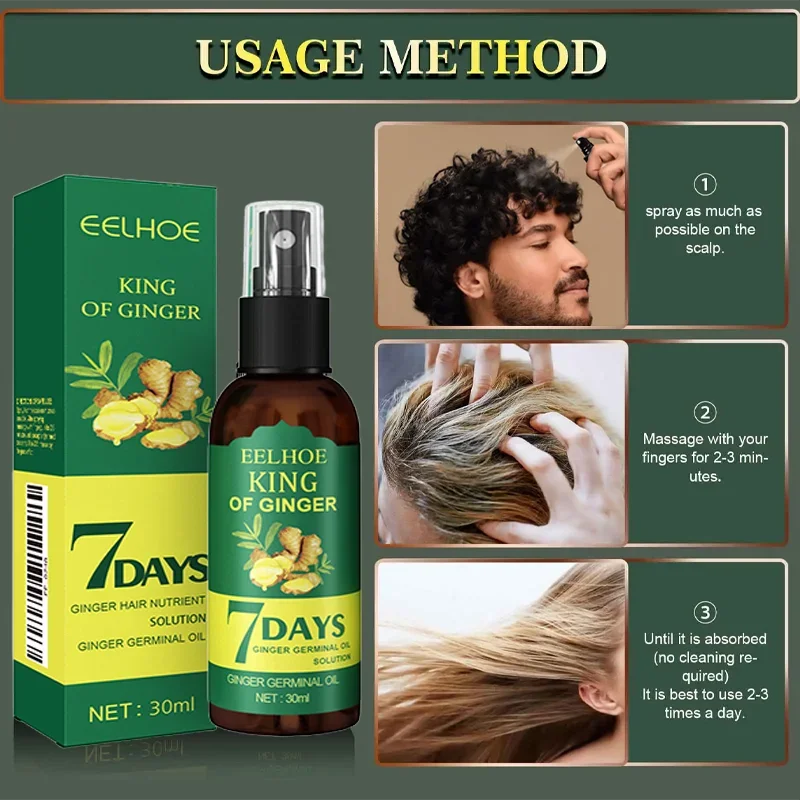 Fast Ginger Hair Growth Serum Anti Hair loss Baldness Regrowth Hair Care Oil Repair Damaged Scalp Treatment For Women Men