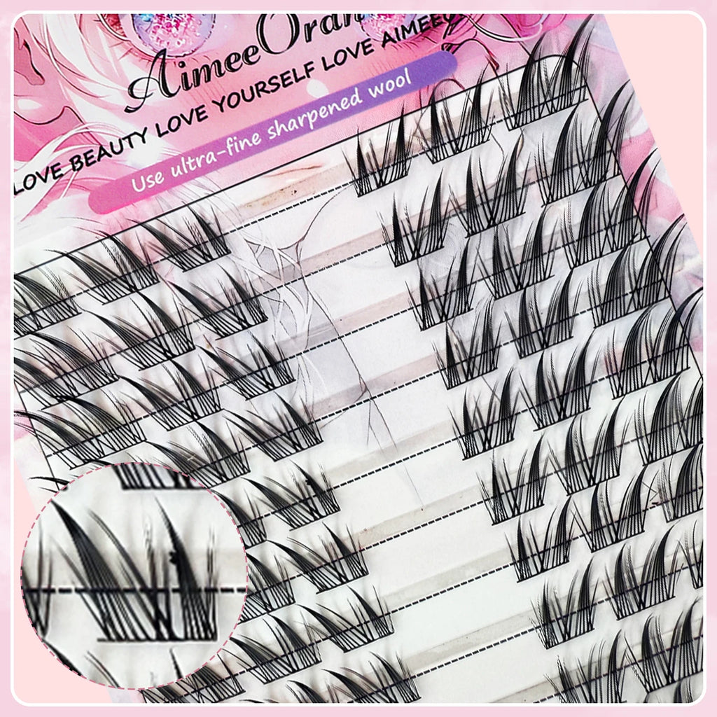 Pack of individual black false eyelashes with fine sharp tips for eye makeup
