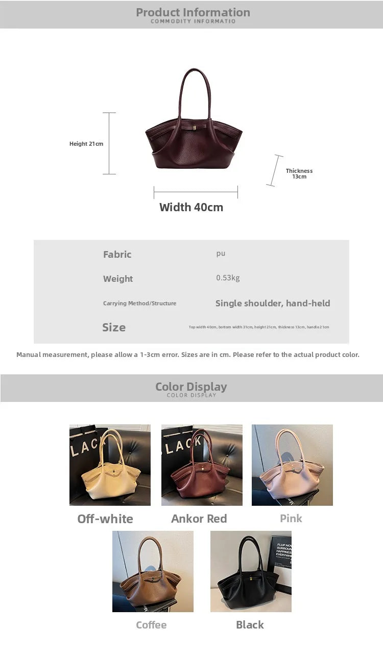 Large Capacity Women's Shoulder Bag Commuter Tote Bag Underarm Single Shoulder Bag Retro Design Casual Handbag