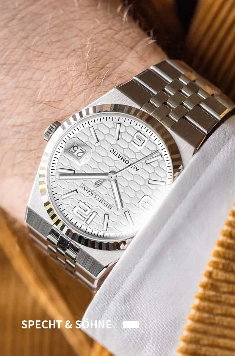 New Specht & Söhne Men's Watches Japan 8215 Automatic Mechanical Watch Rose Gold Stainless Steel Sapphire Crystal Waterproof