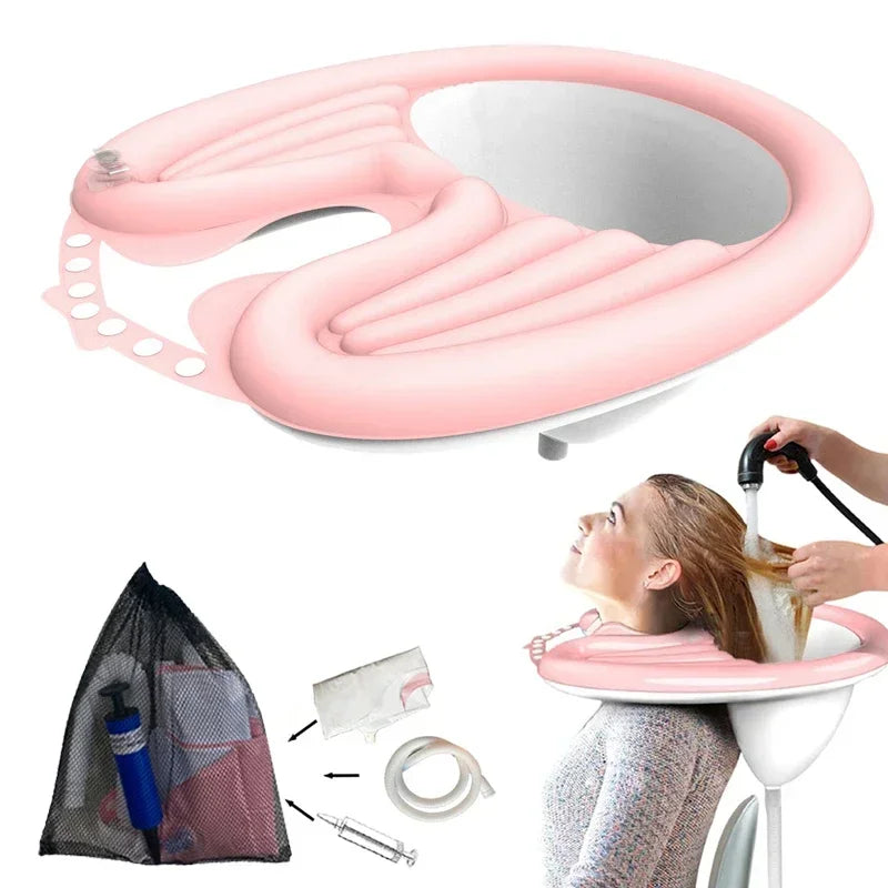 1Set  Inflatable Shampoo Basin PVC Foldable Portable Shampoo Pad Spa Tub Deflate Hair Washing Basin for Pregnant Women Elderly