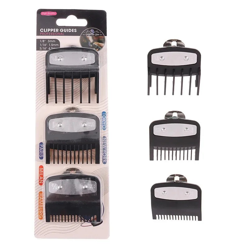 Black limit comb set Hair Clipper Guards Guide Combs Trimmer Cutting Guides Styling Tools Attachment Compatible 1.5mm 3mm 4.5mm