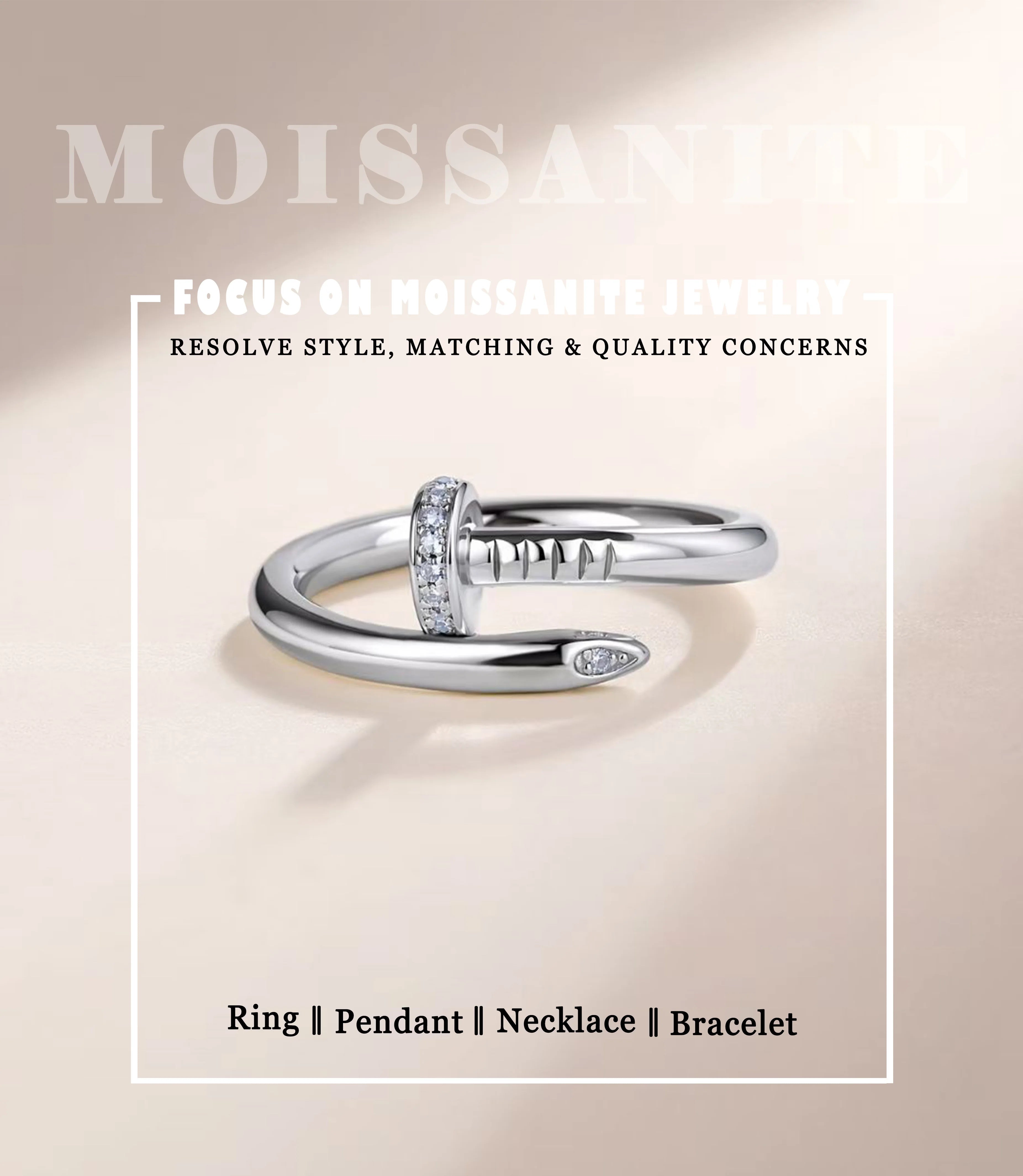 0.06CTW Moissanite Ring S925 Sterling Silver Stackable Finger Ring for Women Jewelry