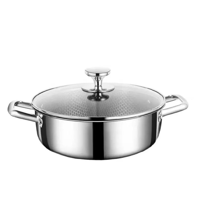 Stainless steel soup pot honeycomb non stick pot no oil fume household hot pot induction cooker gas stove universal
