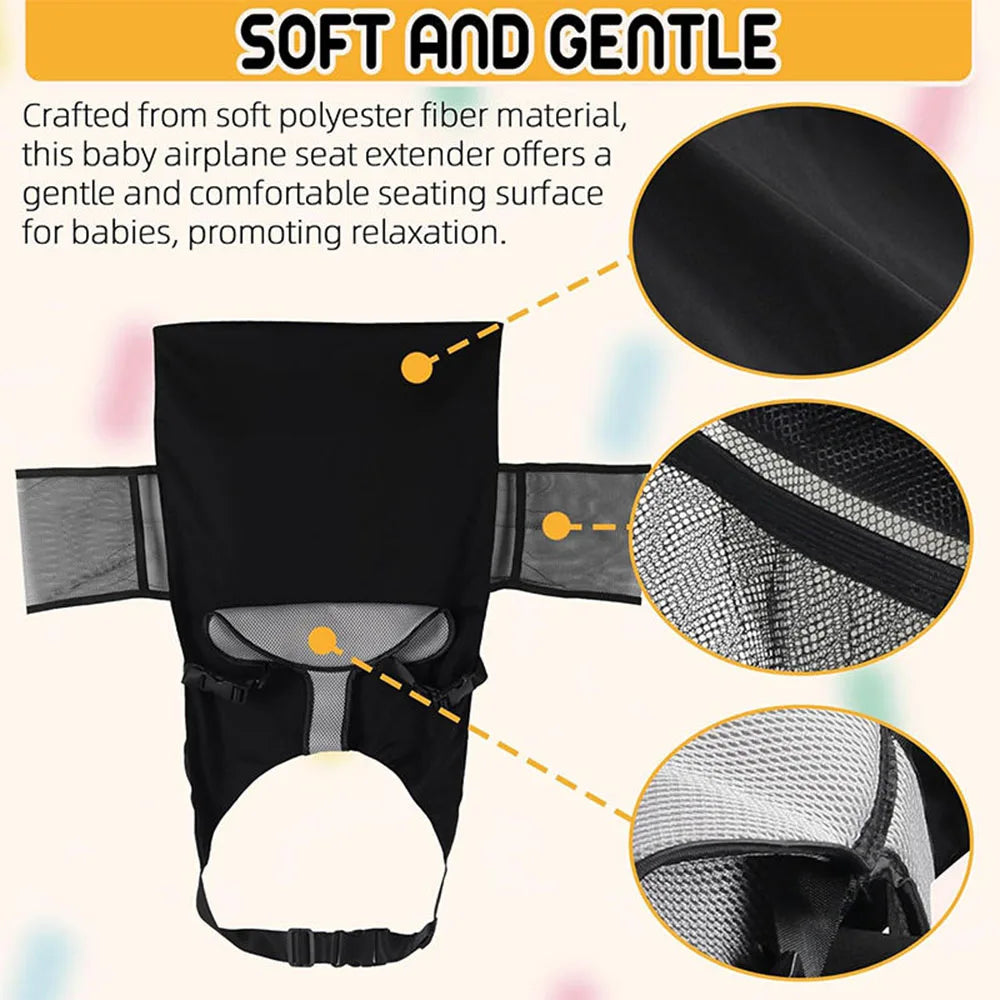 Kids Airplane Seat Extender Toddler Airplane Bed with Side Pocket Comfortable Breathable baby plane Travel Footrest Hammock