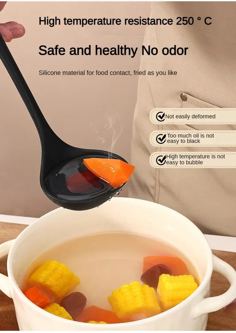 1/10PCS Food-Grade Silicone Kitchen Tools Set, Heat-Resistant Slotted Spoon for Non-Stick Cookware & Hot Pot, Multi-Use Strainer