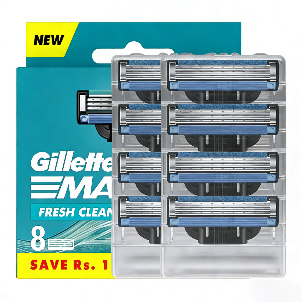 Gillette Mach3 Shaving Razor for Men,1 Razor Gillette 3-Blade Handle for Men’s Grooming,5 Razor Blade Refills,Lubrication Strip