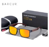 BARCUR Men's Sunglasses for Men Brand Designer Natural Walnut Wood Sun Glasses Women Polarized Eyewear UV400 Eyewear Oculos