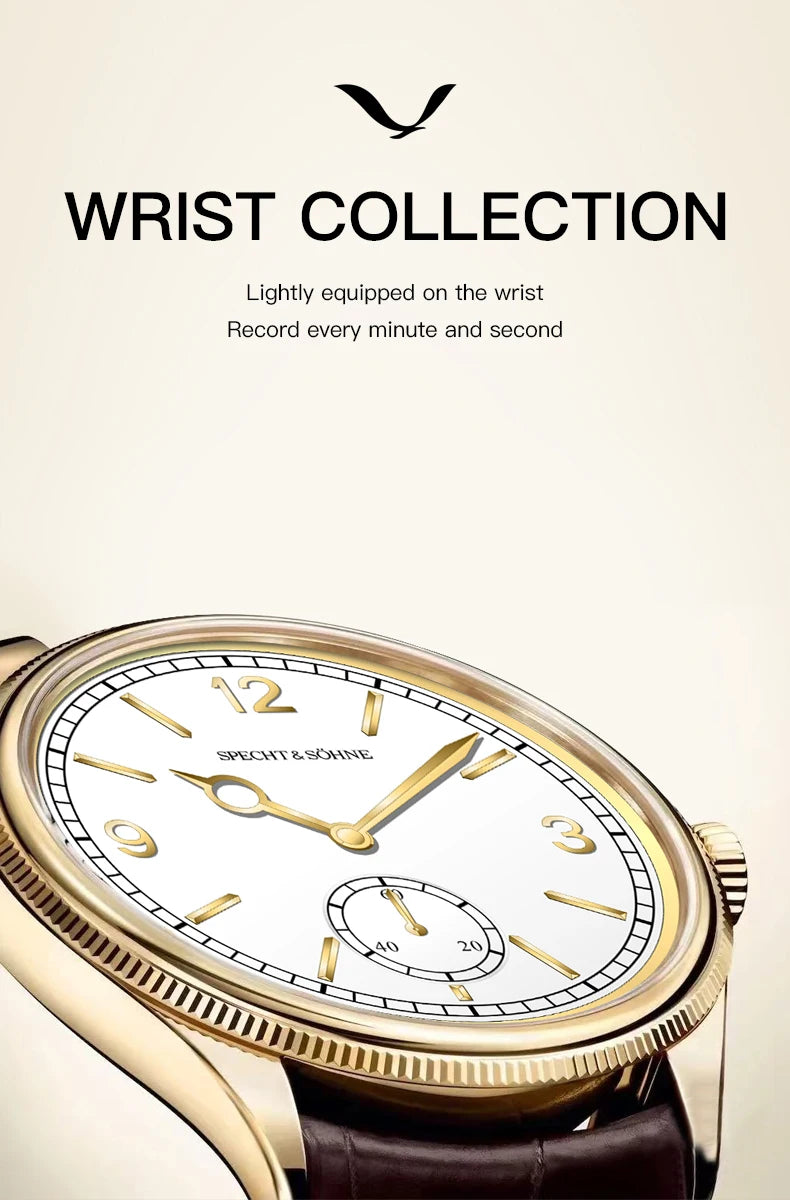 New Fashion Specht & Söhne 38.5MM Mechanical Watches For Men Seagull Movt Sapphire Crystal Business Watch Relogio Masculino