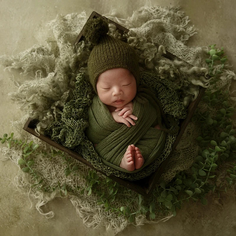 Newborn Photography Props Handmade Twine Net Folding Linen Blanket Mat Background Photo Decoration Studio Shooting Accessories
