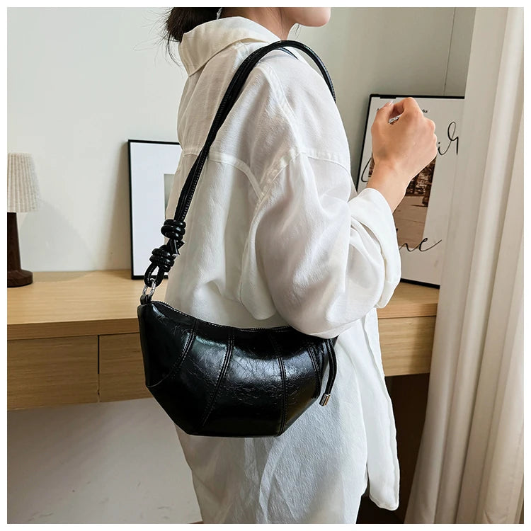 Casual Dumpling Shaped Large Capacity Shoulder Bag for Women 2026 New Style Soft Handle Single Strap Crossbody Luxury Bag