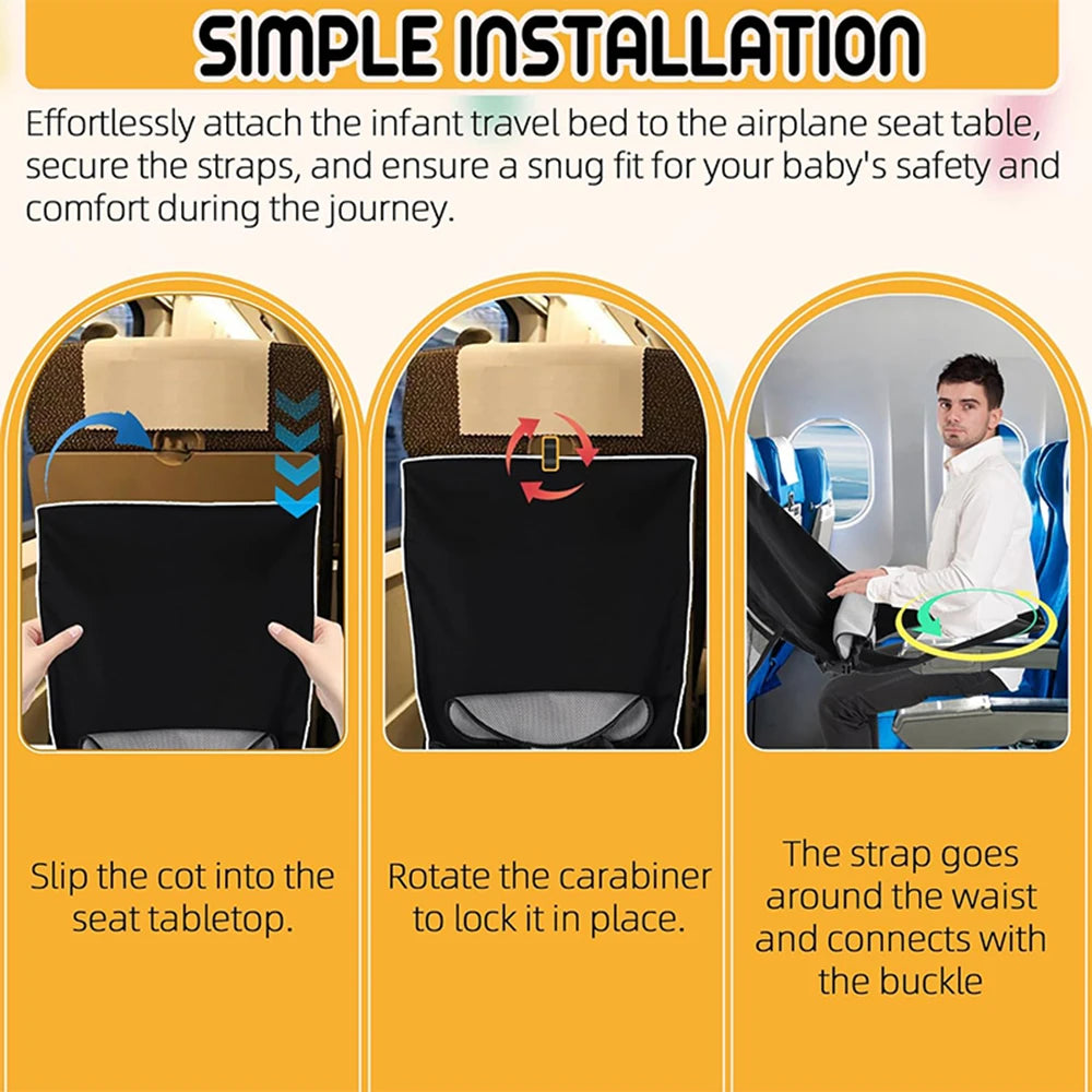 Kids Airplane Seat Extender Toddler Airplane Bed with Side Pocket Comfortable Breathable baby plane Travel Footrest Hammock