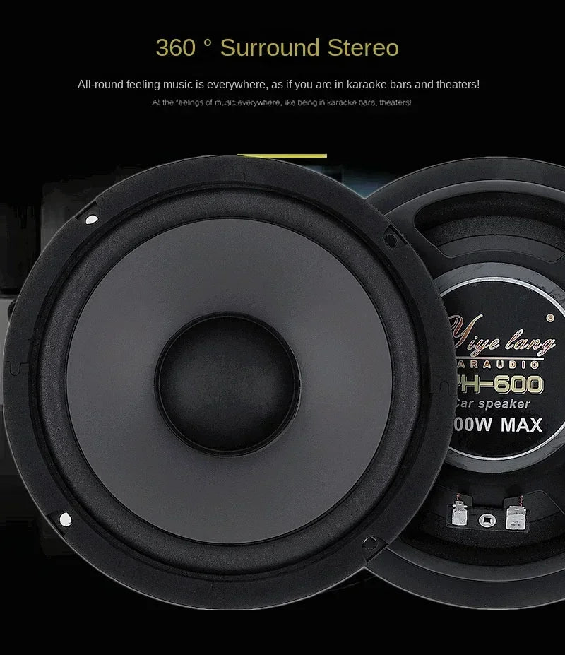 6 Inch Car Speakers 600W HiFi Coaxial Subwoofer Universal Automotive Audio Music Full Range Frequency Car Stereo Speaker