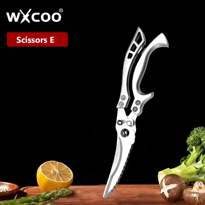 WXCOO Chicken Bone Scissors Stainless Steel Cutting Knife Kitchen Scissors Multifunctional Food Scissors Slicing Fish Meat Knife