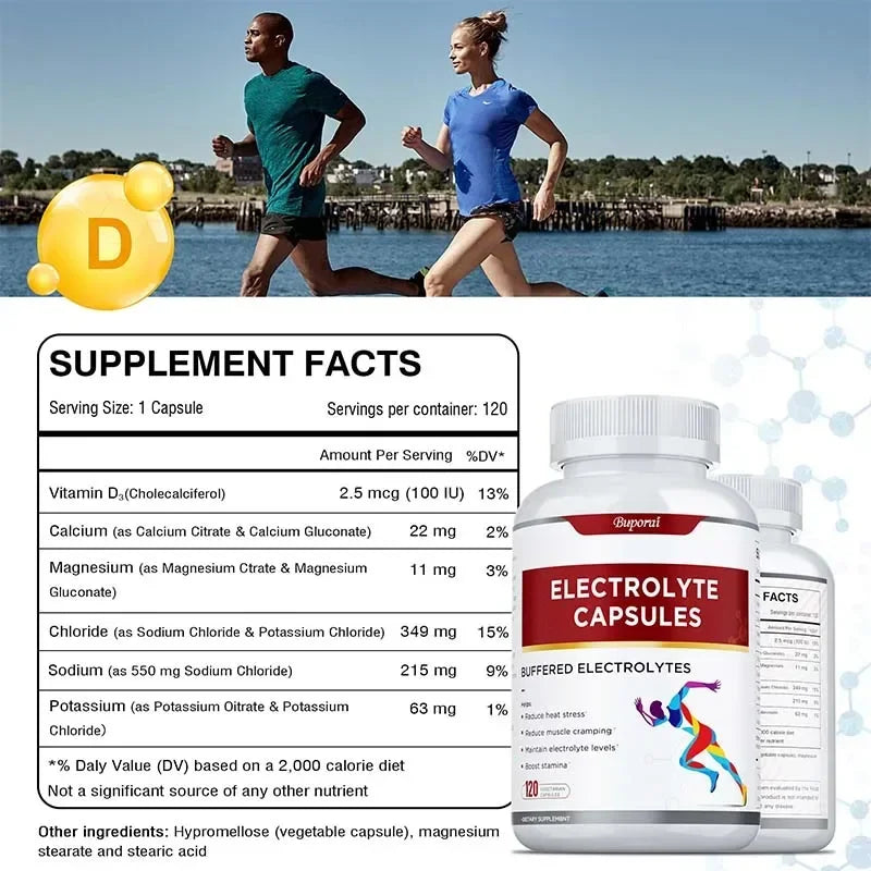 Electrolyte Capsules - Contains Vitamin D, Promotes Electrolyte Balance, Improves Cognitive Function, Relieves Fatigue, Non-GMO