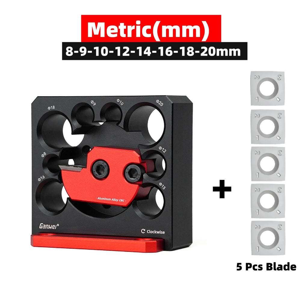 8 Holes Dowel Maker Jig Kit w/ Carbide Blades -Metric and Inch Woodworking Electric Drill Milling Dowel Round Rod Auxiliary Tool