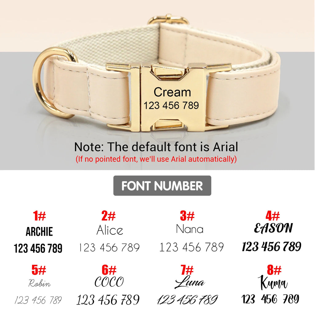 Coffee PU Leather Collar and Leash for Dogs Personalized Dog Collar for Small Medium Large Dogs Adjustable Necklace for Yorkies