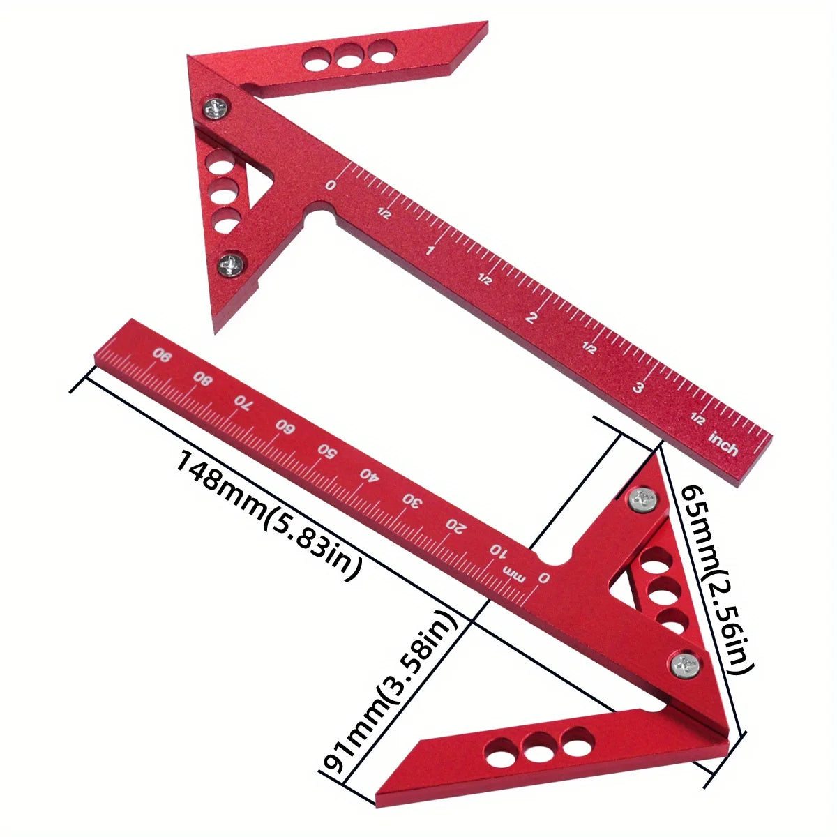 Carpenter Square Protractor,Center Scribe Gauge Kit Center Finder Miter Triangle Ruler T-Type Scriber Layout Measuring Ruler