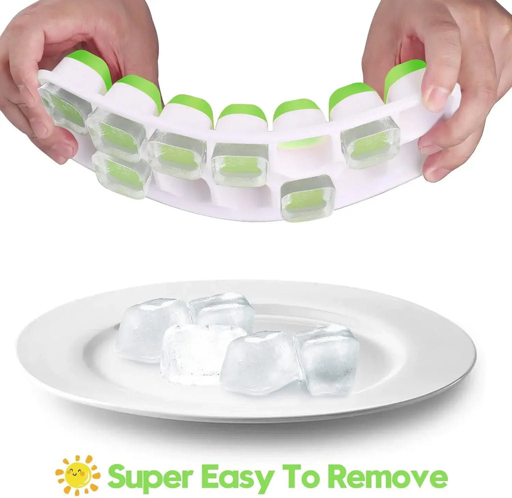 Silicone Ice Cube Mold Trays Reusable Ice Tray with Lid 14 Cube Easy Release Whiskey Cocktail Freezer Container