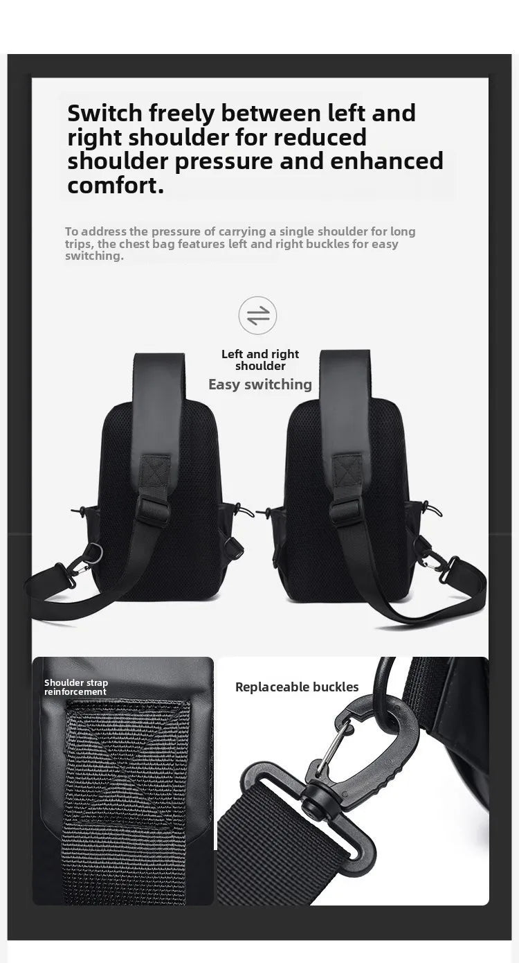 Large Capacity Fashion Waterproof Men's Crossbody Bag Travel Casual Ladies Single Shoulder Slant Bag Korean Style Chest Bag