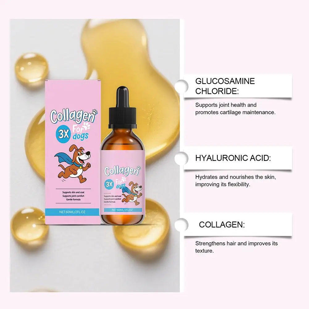 1/3/5Pcs 60ml Dog Pet Collagen Based Staple Food Combined With Nutritional Supplement Drops Gentle Formula For Hair Skin Care