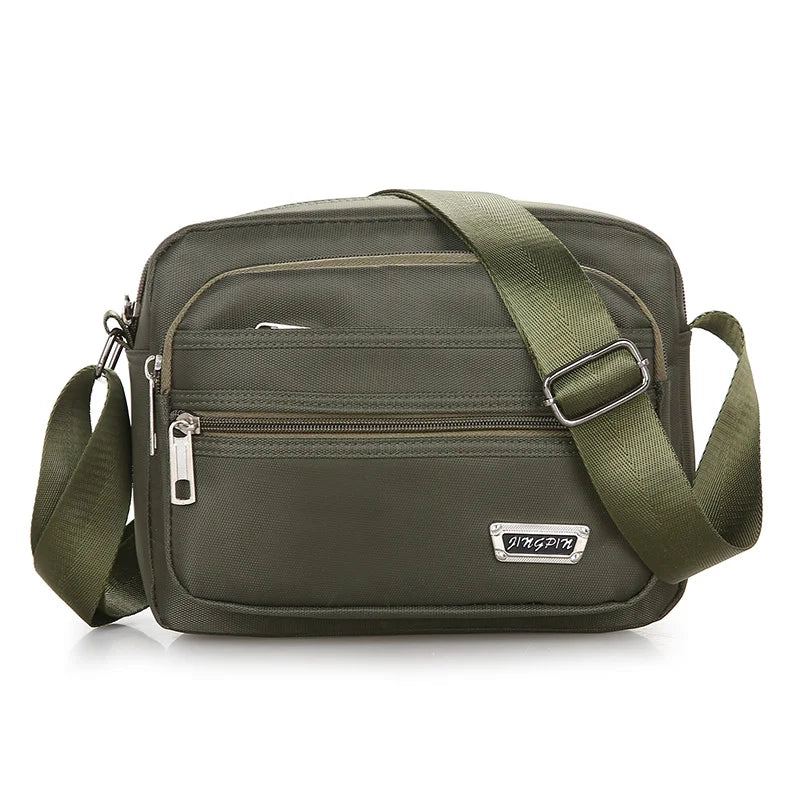 Casual Unisex Crossbody Bag Large Capacity Multi-layer Business Handling Bag Soft Nylon Material Zipper Closure Leisure Trave...