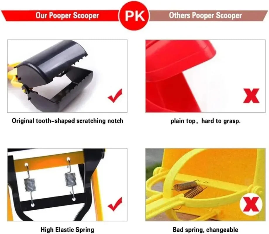 Durable Plastic Portable Pet Pooper Scooper with Sawtooth Edge Dog Poop Picker for Indoor Outdoor Cleaning Tool