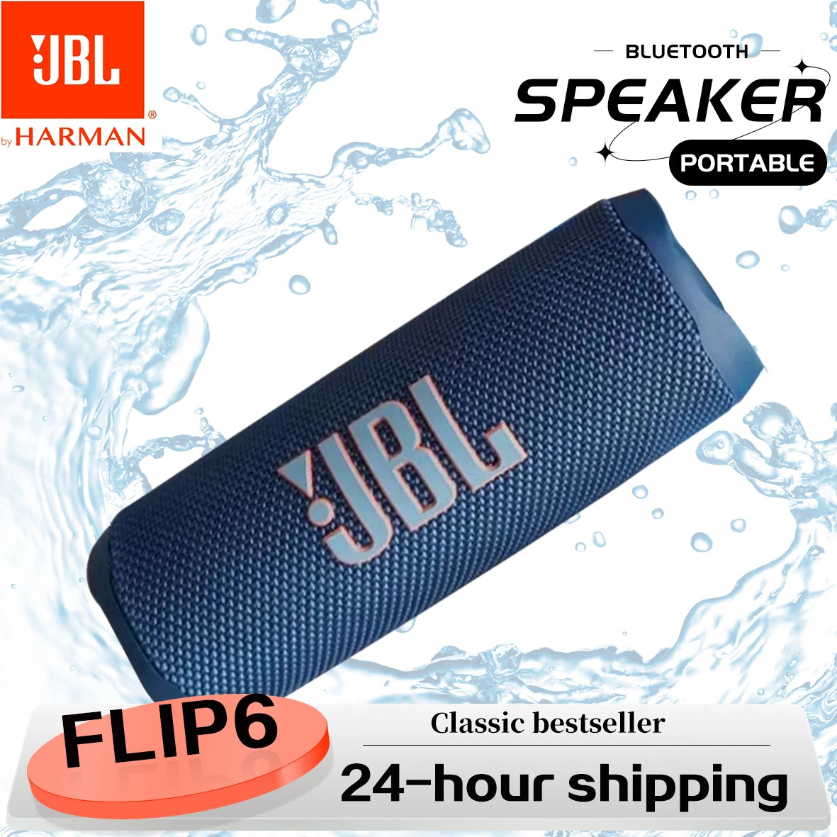 JBL Flip 6 Wireless Bluetooth Speaker - Rugged Waterproof Design Enhanced Sound with Independent Tweeters