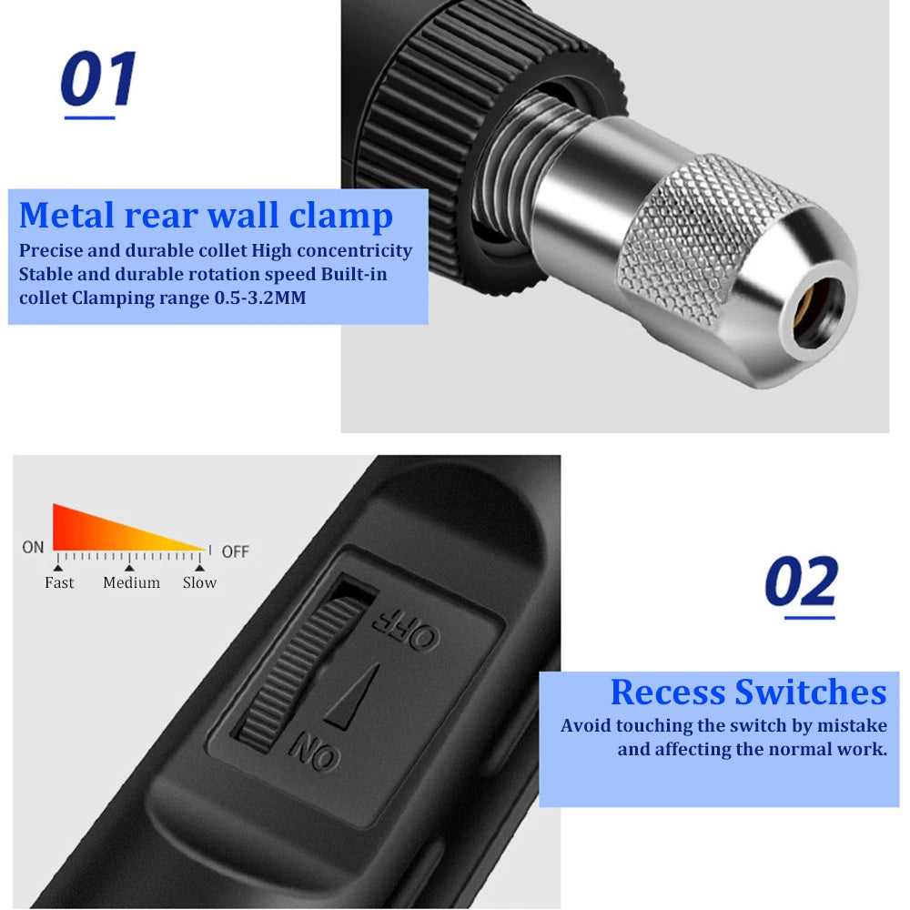 Mini Electric Drill Grinder with Drill Bit Sets 12V Portable Electric Carving Pen Rotary Household Drill Polish Grinding Machine