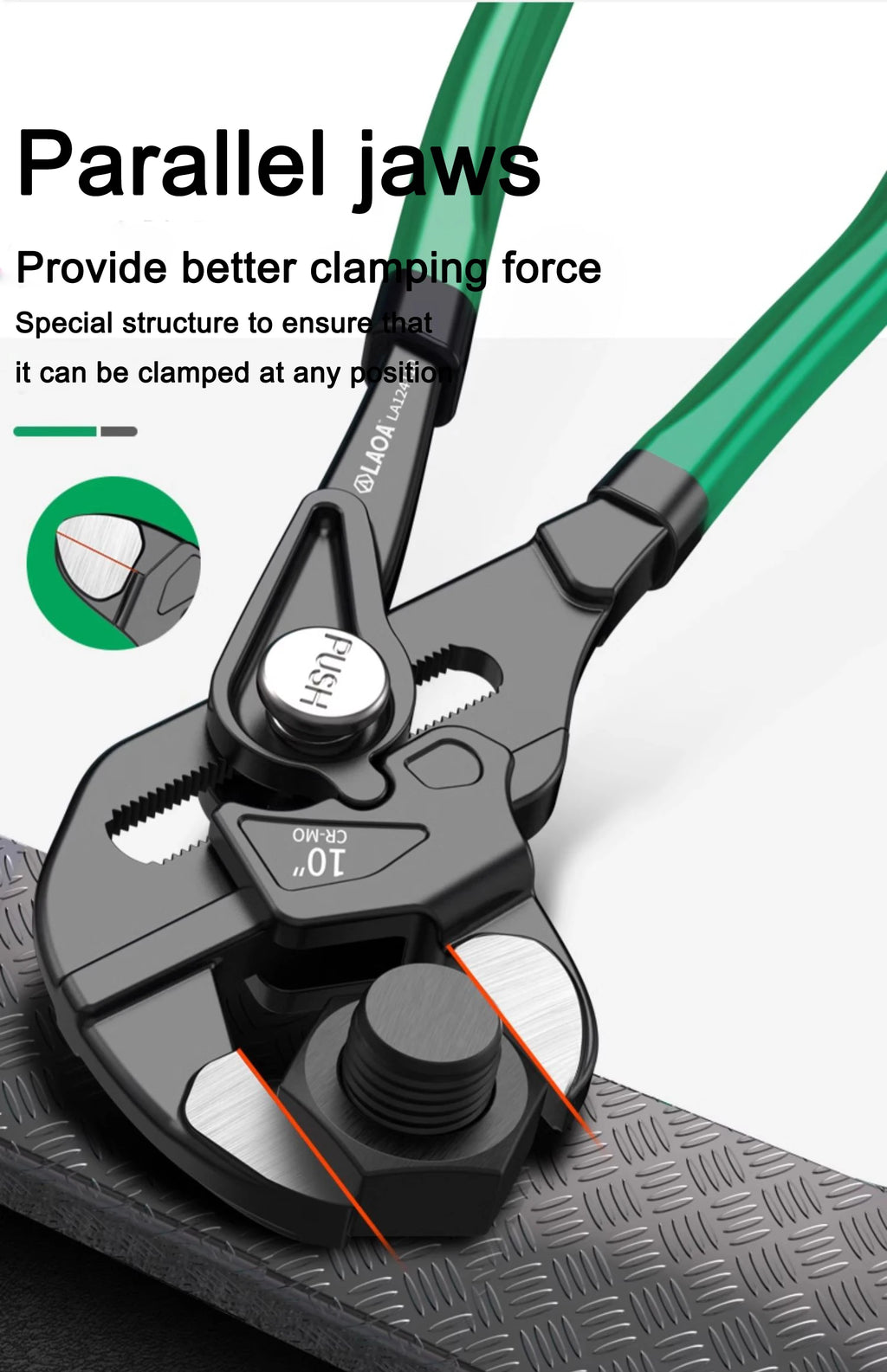 LAOA Clamp Type Wrench Pipe Pliers Parallel Clamping Mouth Multi-Purpose 7" 10" Adjustable Wrench Manual Clamping Household Tool