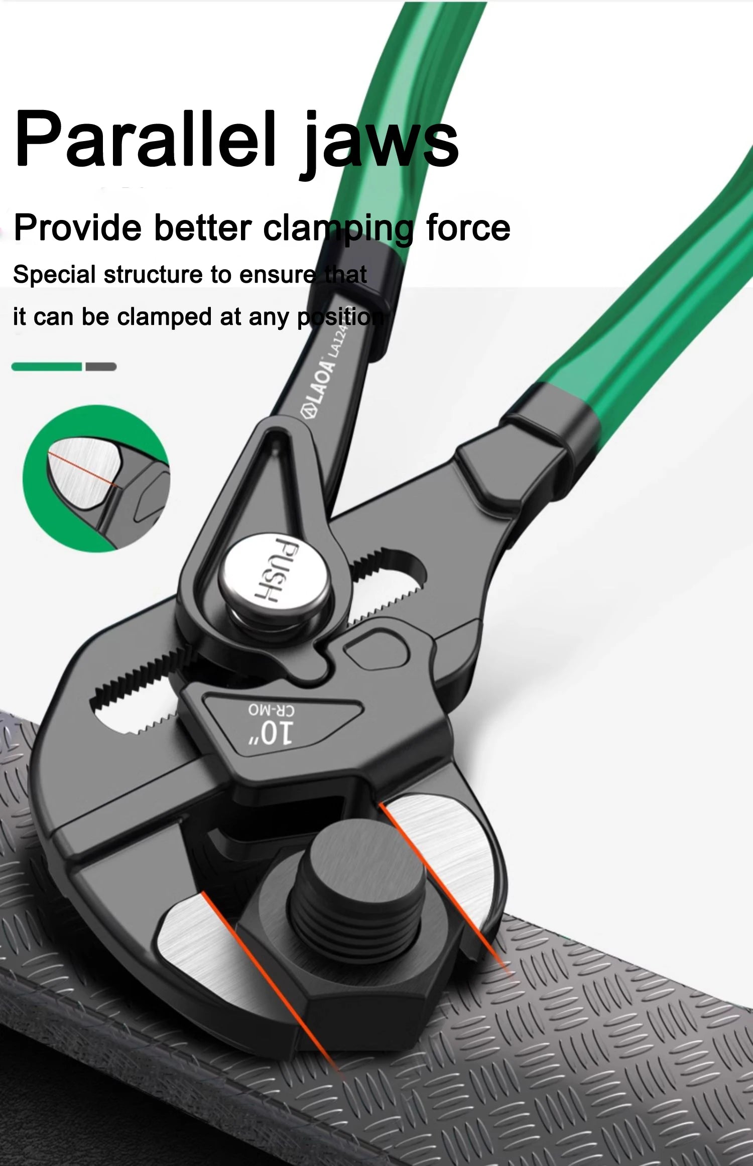 LAOA Clamp Type Wrench Pipe Pliers Parallel Clamping Mouth Multi-Purpose 7" 10" Adjustable Wrench Manual Clamping Household Tool