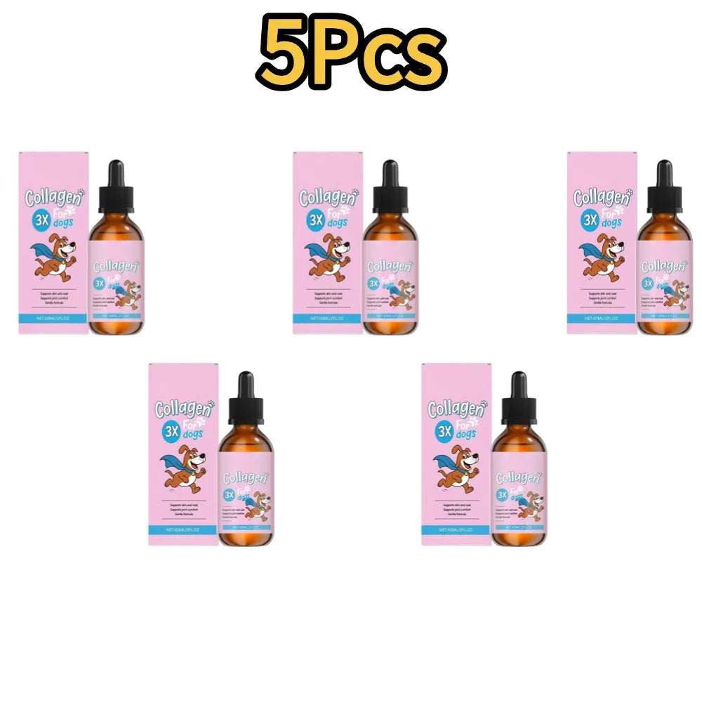 1/3/5Pcs 60ml Dog Pet Collagen Based Staple Food Combined With Nutritional Supplement Drops Gentle Formula For Hair Skin Care