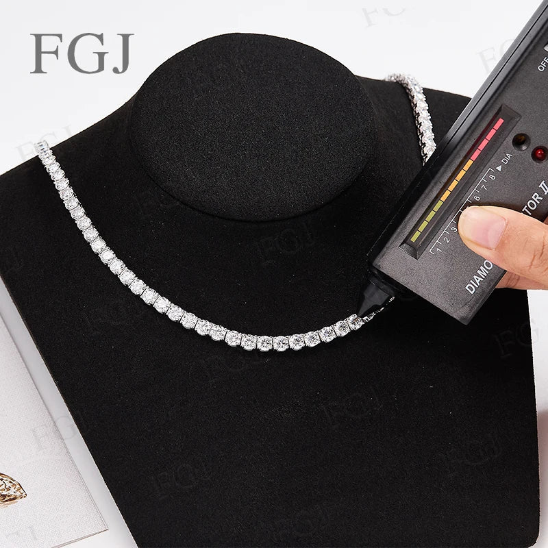 100% Real Moissanite Tennis Necklace for Woman Men Wedding Jewelry With GRA 925 Sterling Silver Plated 18K White Gold Necklace