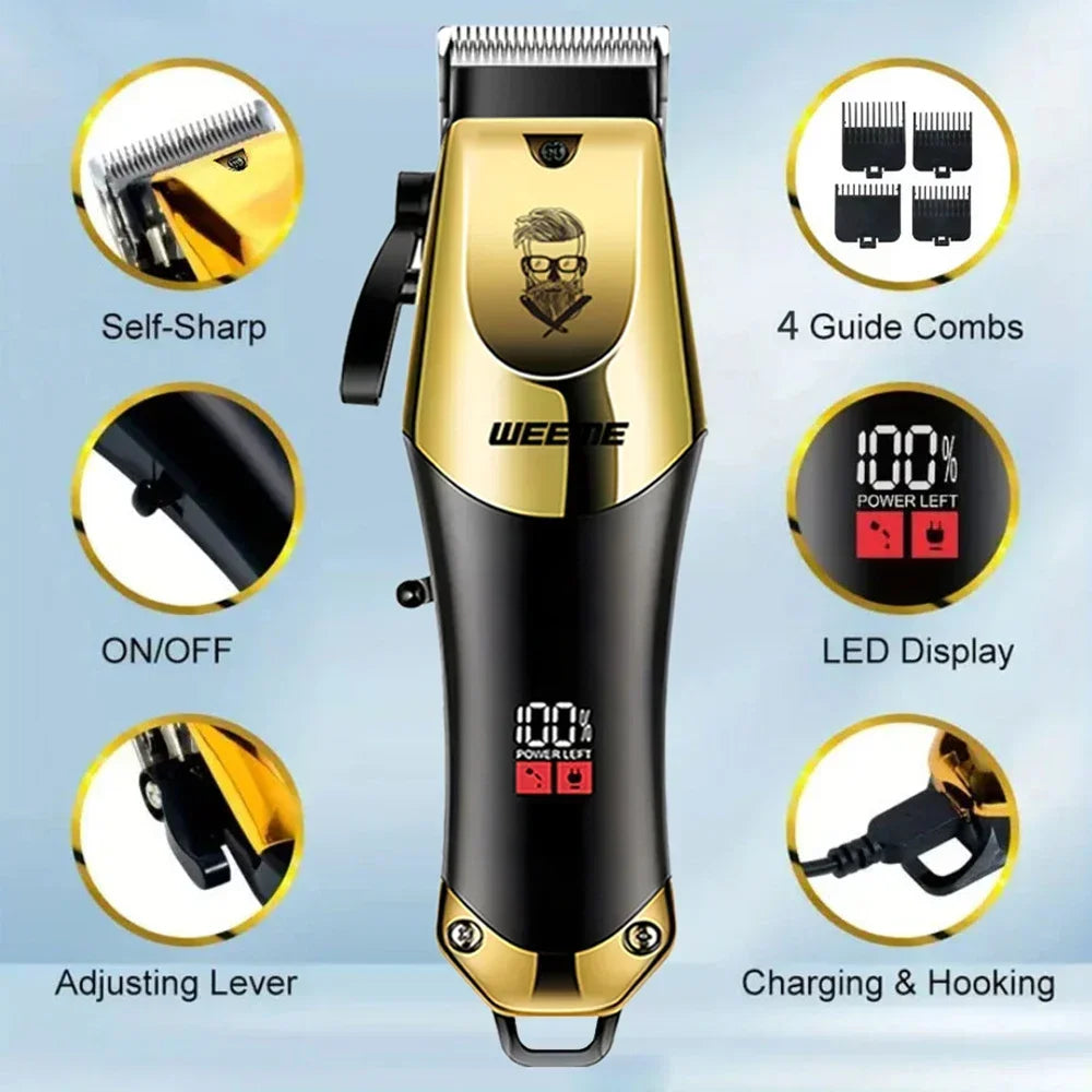 Tondeuse à Cheveux Rechargeable pour Hommes — Kit Professionnel Barbe & Cheveux, Charge USB Rapide