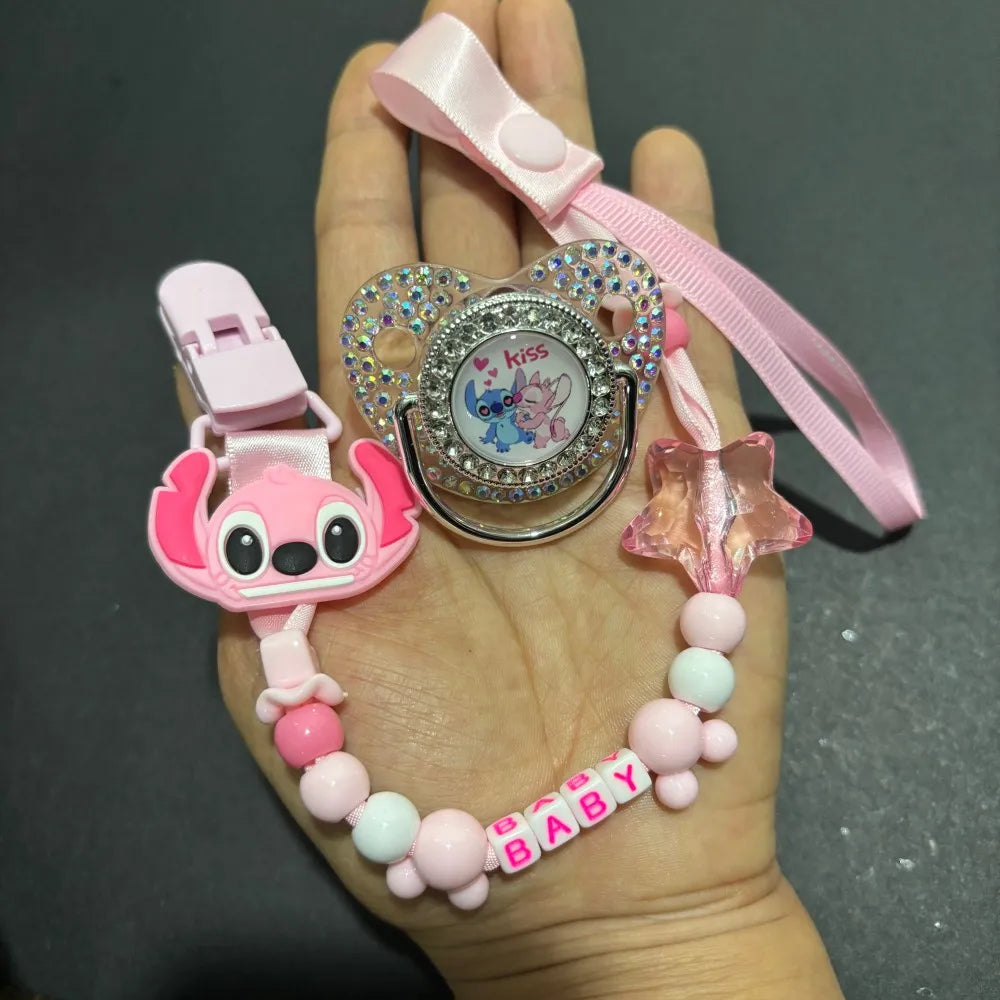 Baby pacifier (with dust cover) & cute anime print Newborn pacifier holder Baby gift for newborns Boys/Girls baby party gift