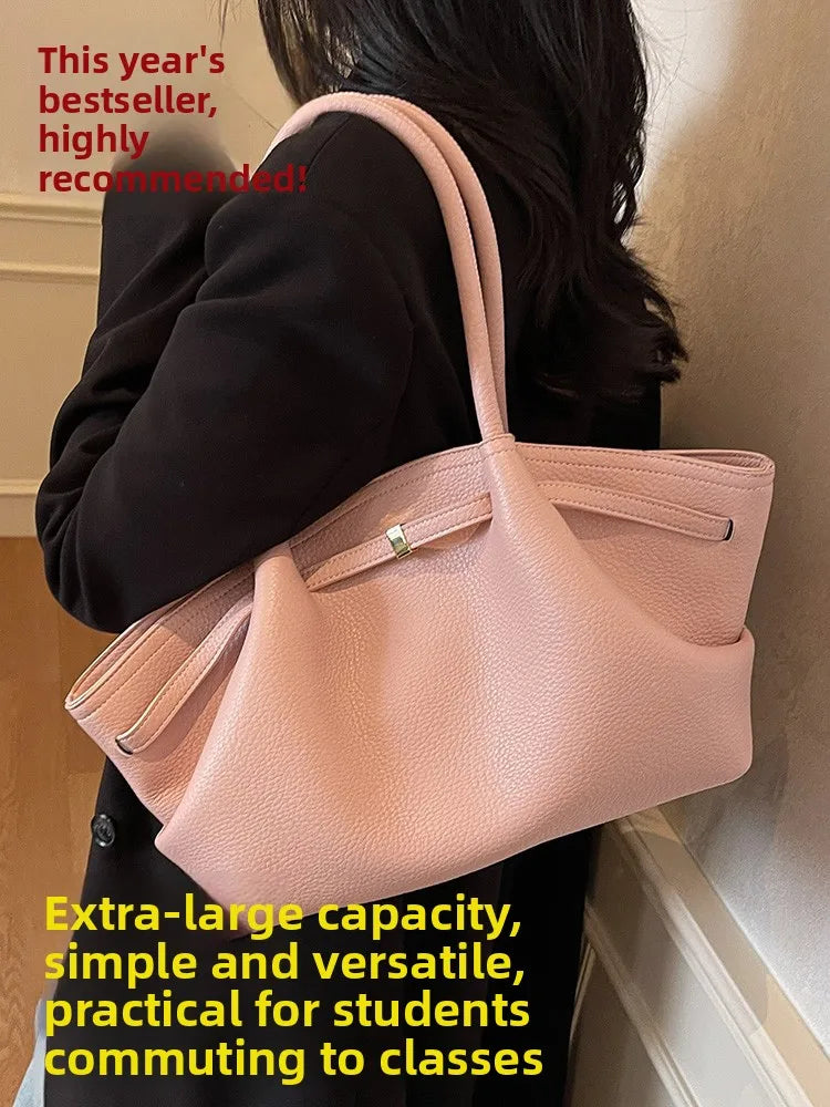 Large Capacity Women's Shoulder Bag Commuter Tote Bag Underarm Single Shoulder Bag Retro Design Casual Handbag