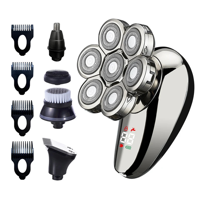 5 In 1 Electric Shaver For Men Bald Head Hair Clipper Nose Trimmer 7D Floating Blade Head Shaving Beard Knife Rechargeable Razor